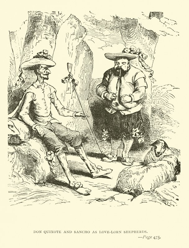Don Quijote és Sancho mint szerelmes pásztorok alkotó: John Gilbert