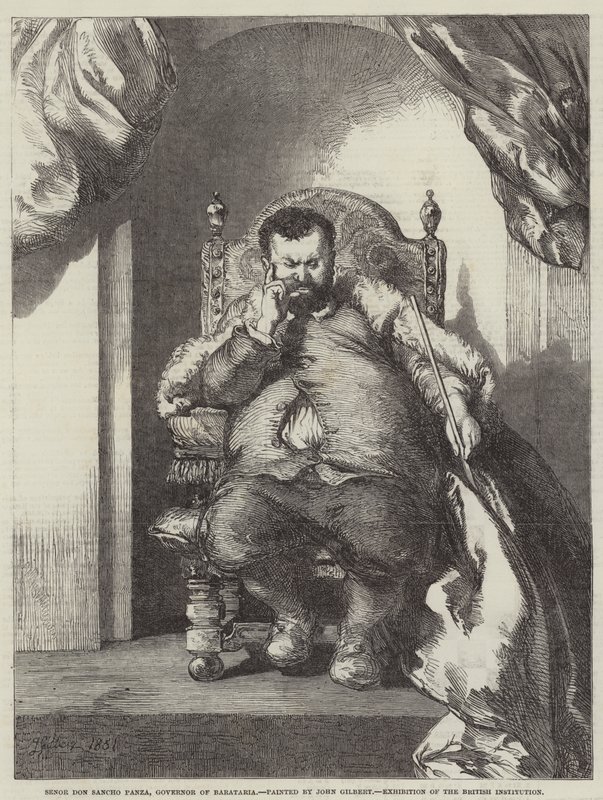 Senor Don Sancho Panza, Barataria kormányzója, a brit intézmény kiállítása alkotó: John Gilbert