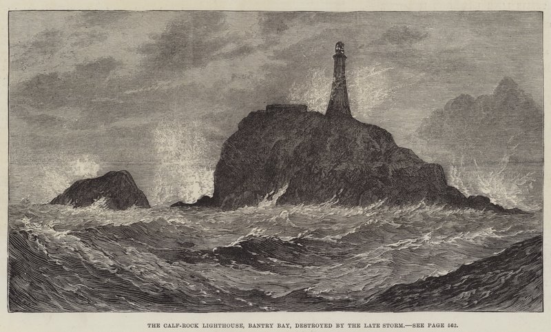 A Calf-Rock világítótorony, a Bantry-öböl, amelyet a késői vihar pusztított el alkotó: John Gilbert