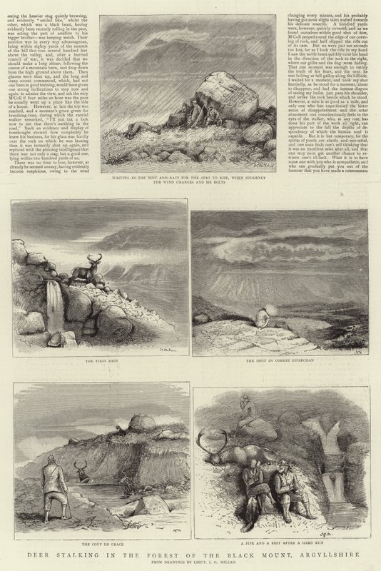 Szarvasvadászat a Black Mount erdőben, Argyllshire-ben alkotó: John Guille Millais