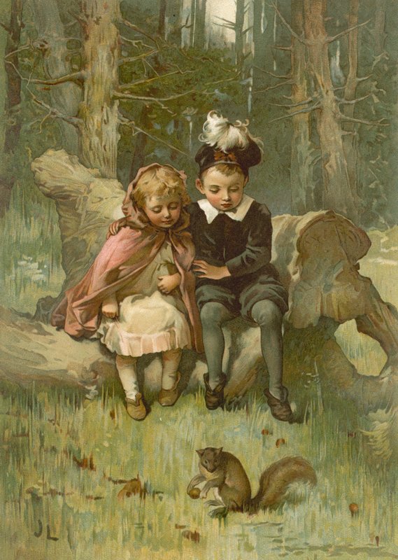 Csajok az erdőben (chromolitho) alkotó: John Lawson