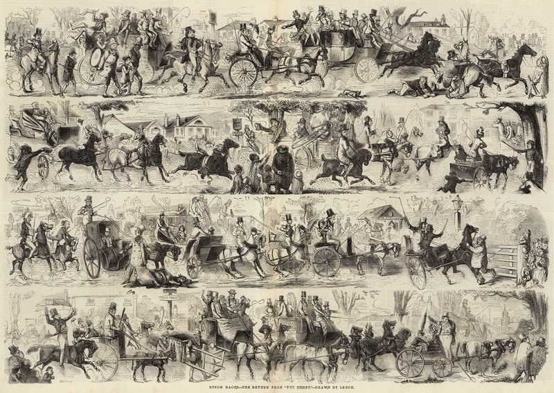 Epsom Races, a visszatérés a Derbyből alkotó: John Leech