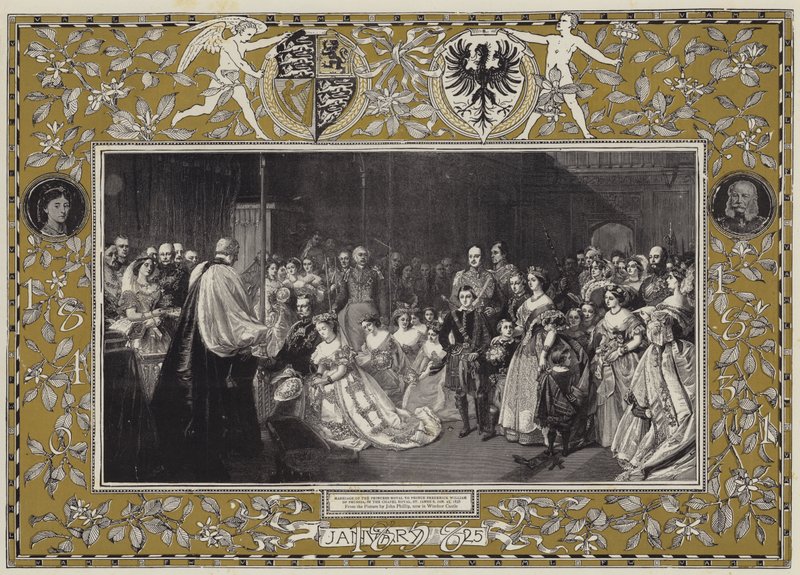 A királyi hercegnő házassága Frigyes Vilmos porosz herceggel a királyi kápolnában, Szent Jakabban, 1858. január 25. alkotó: John Phillip