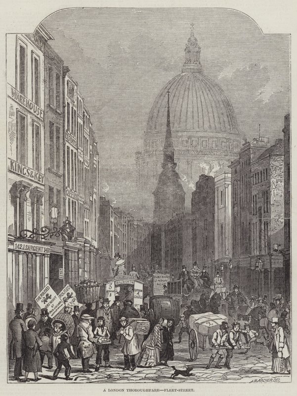 Egy londoni főutca, Fleet-Street alkotó: John Wykeham Archer
