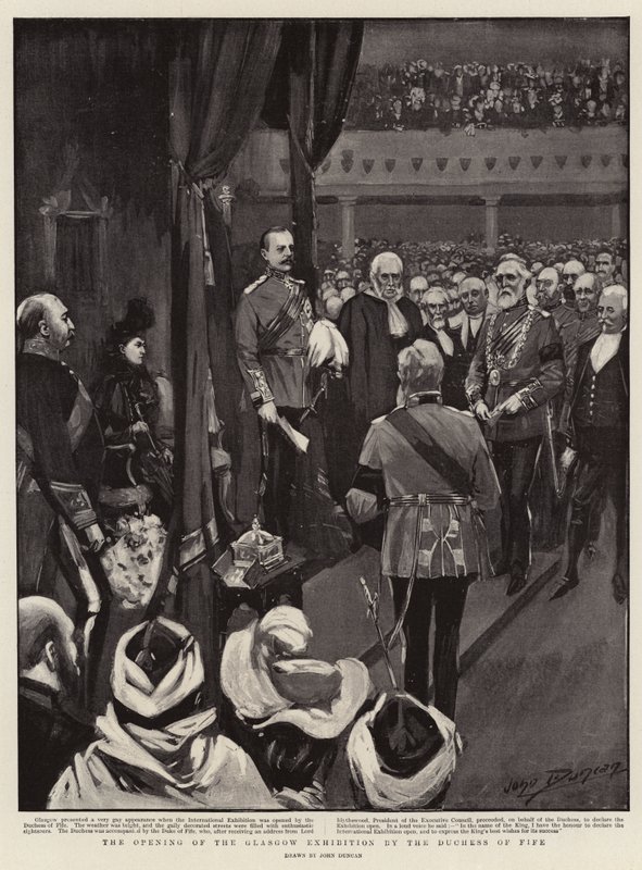 A glasgow-i kiállítás megnyitása Fife hercegnője által alkotó: after John Duncan