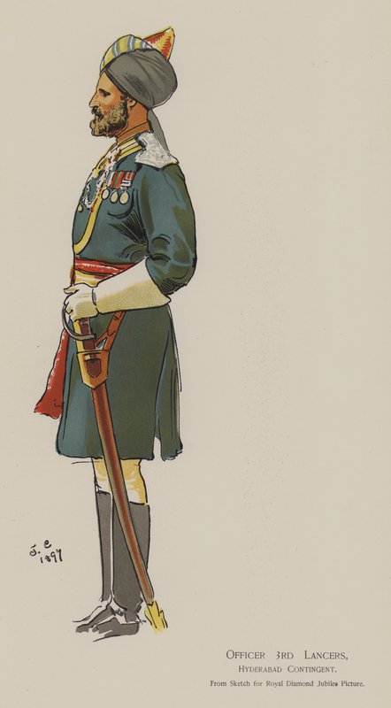 3rd Lancers tiszt, Hyderabad köteléke (színes litho) alkotó: John (after) Charlton