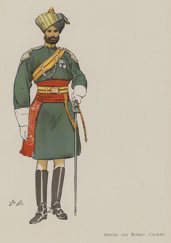 A 6. bombayi lovasság tisztje (Black Litho) alkotó: John (after) Charlton