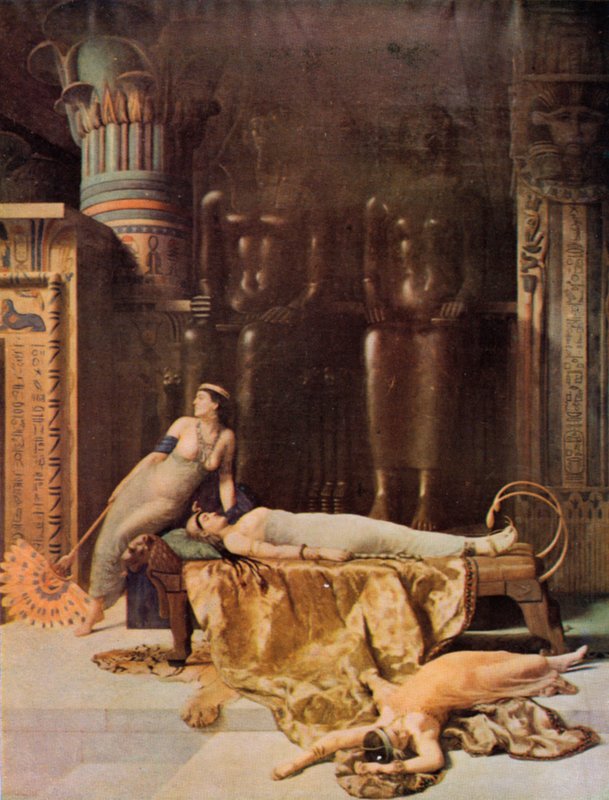 Shakespeare: Kleopátra halála, Antonius és Kleopátra, V. felvonás, 2. jelenet (színes litó) alkotó: John (after) Collier