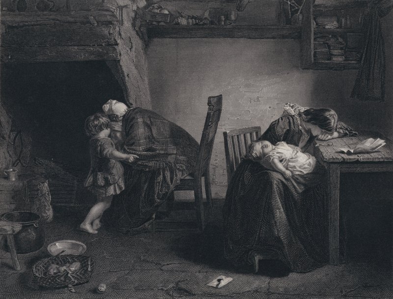 Illusztráció A katona visszatéréséhez, Robert Burns (metszet) alkotó: John (after) Faed