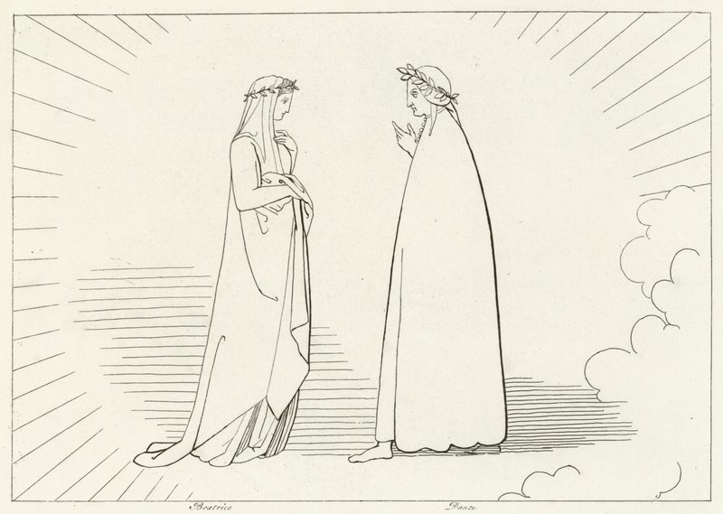 Beatrice és Dante, Paradicsom, 7. ének (metszet) alkotó: John (after) Flaxman