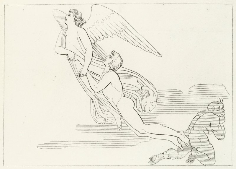 Buonaconte szabadulása, Purgatórium, 5. ének (metszet) alkotó: John (after) Flaxman