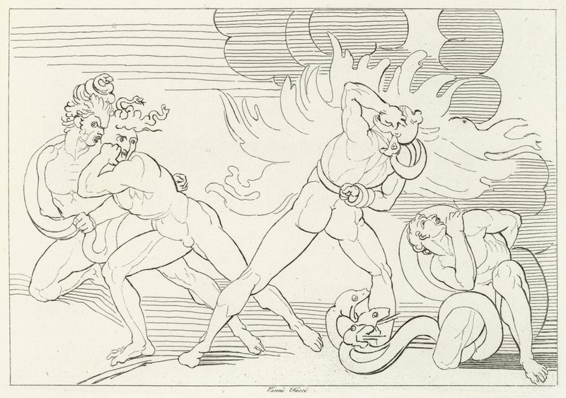 A tüzes kígyók, Inferno, 24. ének (metszet) alkotó: John (after) Flaxman