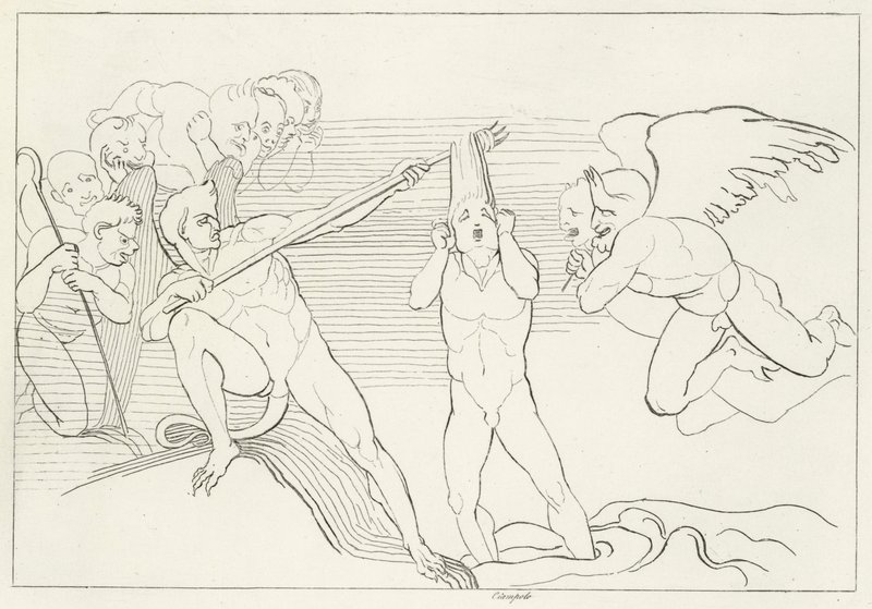 The Lake of Pitch, Inferno, Canto 22 (metszet) alkotó: John (after) Flaxman