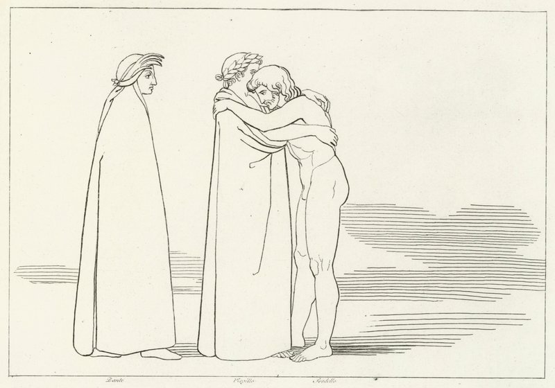 Találkozás Sordellóval, Purgatórium, 6. ének (metszet) alkotó: John (after) Flaxman