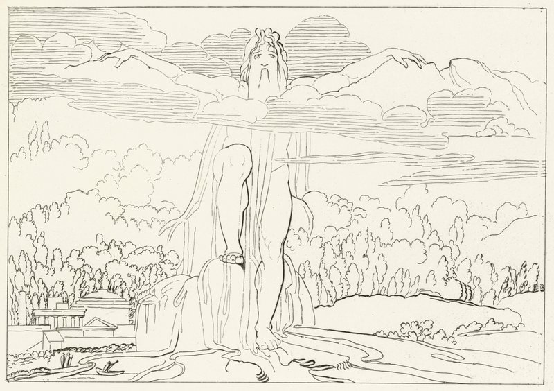 Négy fém szobra, Inferno, 14. ének (metszet) alkotó: John (after) Flaxman