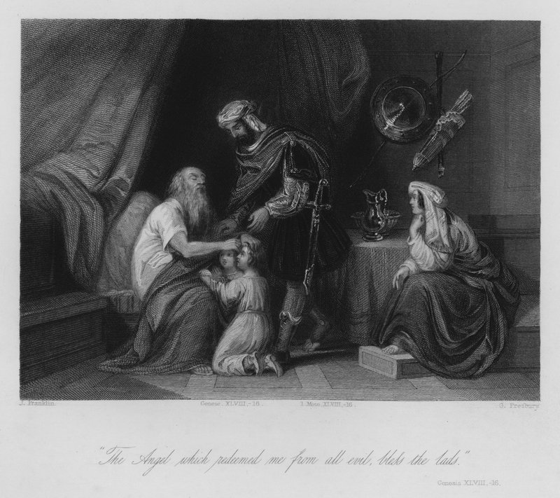 Jákób megáldja Efraimot és Manassét, 1Mózes XLVIII alkotó: John (after) Gilbert