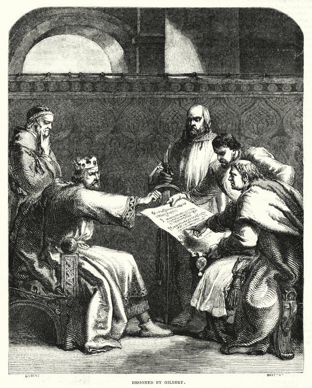 János király megtagadta a Magna Charta aláírását Oxfordban, 1215-ben (metszet) alkotó: John (after) Gilbert