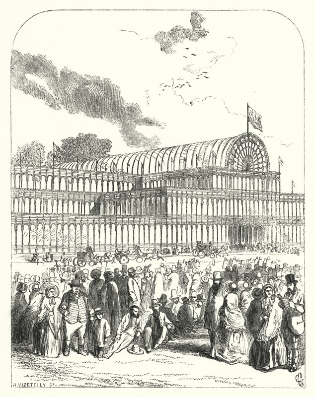 A Crystal Palace a londoni Hyde Parkban, az 1851-es Nagy Kiállítás helyszíne, Joseph Paxton és Charles Fox tervezte (metszet) alkotó: John (after) Gilbert