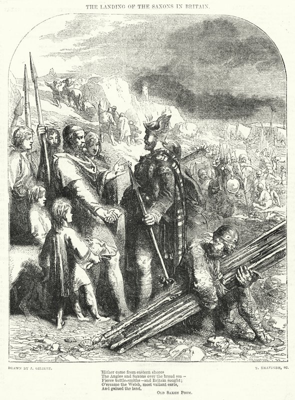 A szászok partraszállása Nagy-Britanniában (metszet) alkotó: John (after) Gilbert