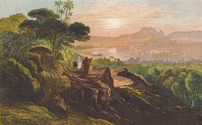 Az egyiptomi menekülés (színes litográfia) alkotó: John (after) Martin