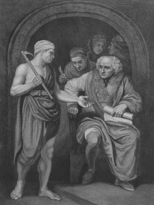 A szőlőskert ura, Szent Máté 20, 1-17. vers (metszet) alkotó: John (after) Opie