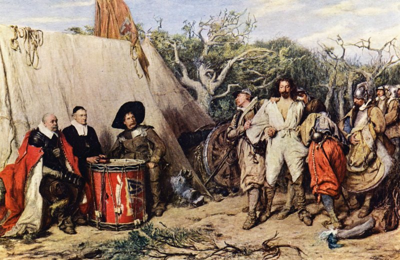 Dobófejes hadbíróság (színes litográfia) alkotó: John (after) Pettie