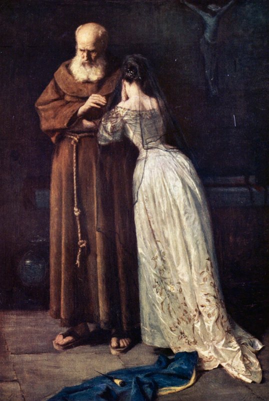 Lawrence barát és Júlia (színes litográfia) alkotó: John (after) Pettie