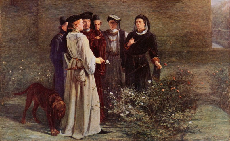 Shakespeare: A vörös rózsa és a fehér, VI. Henrik, I. rész, II. felvonás, 4. jelenet (színes litó) alkotó: John (after) Pettie