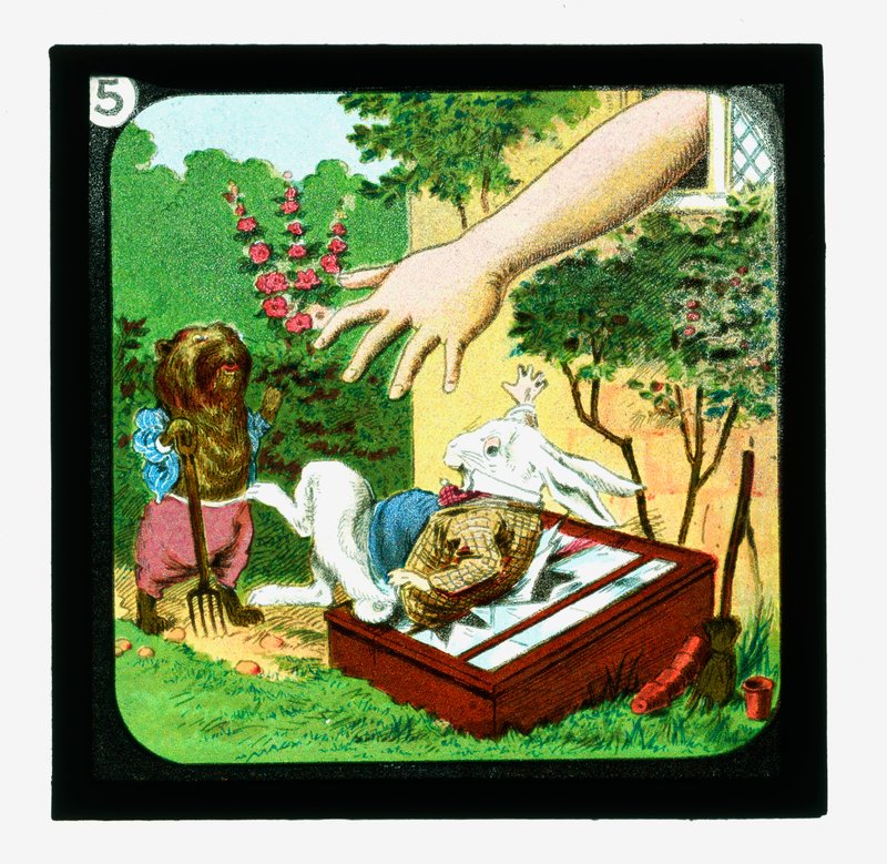 Alice Csodaországban, színes lámpás csúszdák (lámpás csúszda) alkotó: John (after) Tenniel