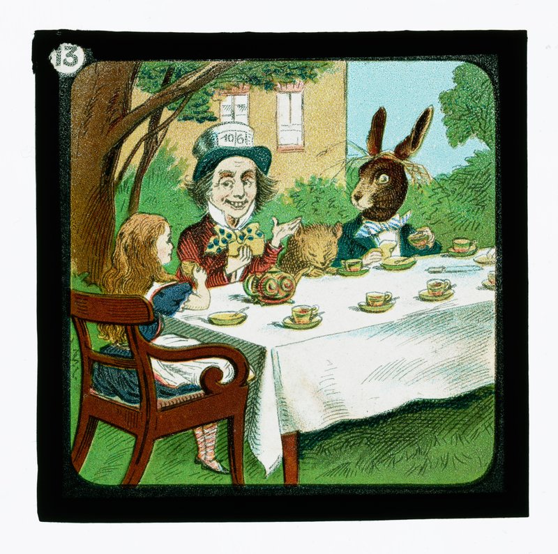 Alice Csodaországban, színes lámpás csúszdák (lámpás csúszda) alkotó: John (after) Tenniel