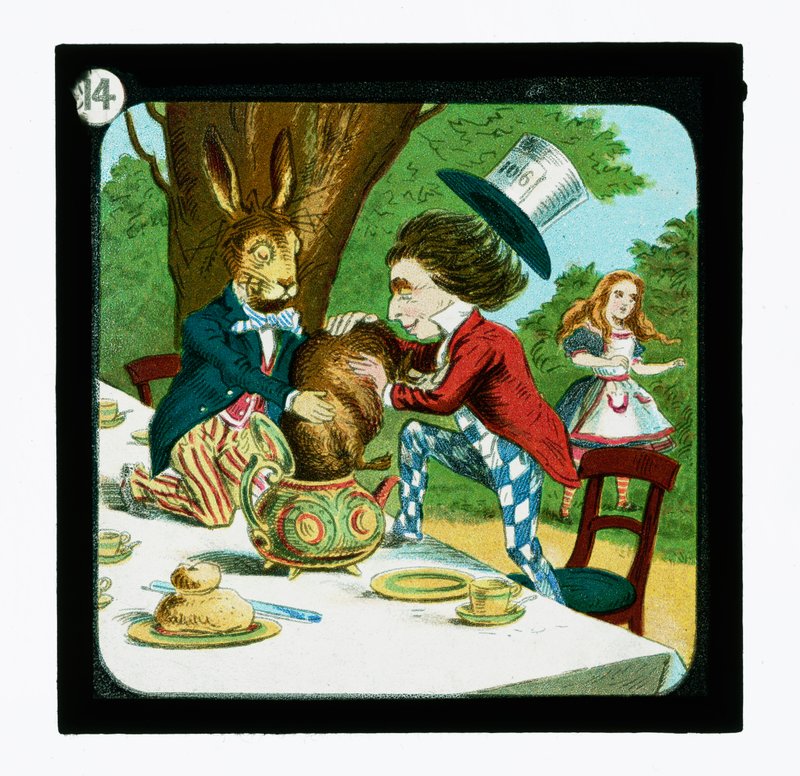 Alice Csodaországban, színes lámpás csúszdák (lámpás csúszda) alkotó: John (after) Tenniel