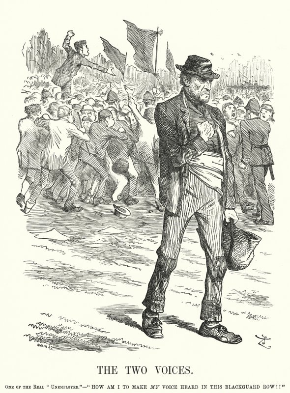Punch rajzfilm: The Two Voices – munkanélküliség és társadalmi nyugtalanság a viktoriánus Nagy-Britanniában (metszet) alkotó: John (after) Tenniel