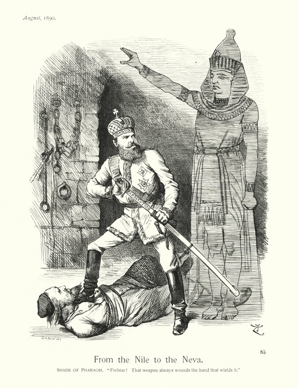 Sir John Tenniel karikatúra: A Nílustól a Néváig (metszet) alkotó: John (after) Tenniel