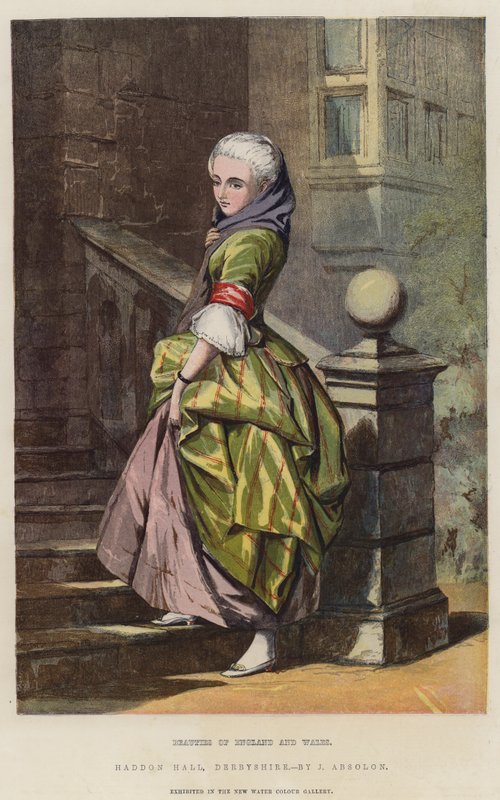 Anglia és Wales szépségei, Haddon Hall, Derbyshire (chromolitho) alkotó: John Absolon
