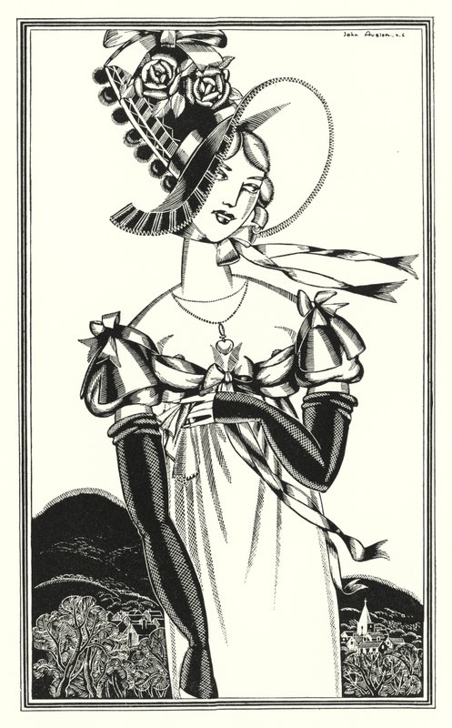 Illusztráció a Don Juanhoz, Lord Byron: Bonnet, amelyet a szép nem visel (litho) alkotó: John Austen
