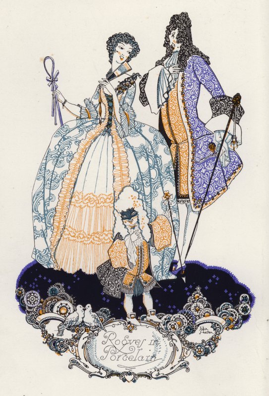 Illusztráció a "Zsiványok porcelánban", A tizennyolcadik századi versek vegyes könyvéhez (színes litó) alkotó: John Austen