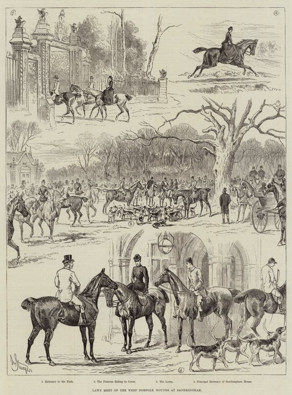 A West Norfolk Hounds gyepes találkozója Sandringhamben alkotó: John Bagnold Burgess
