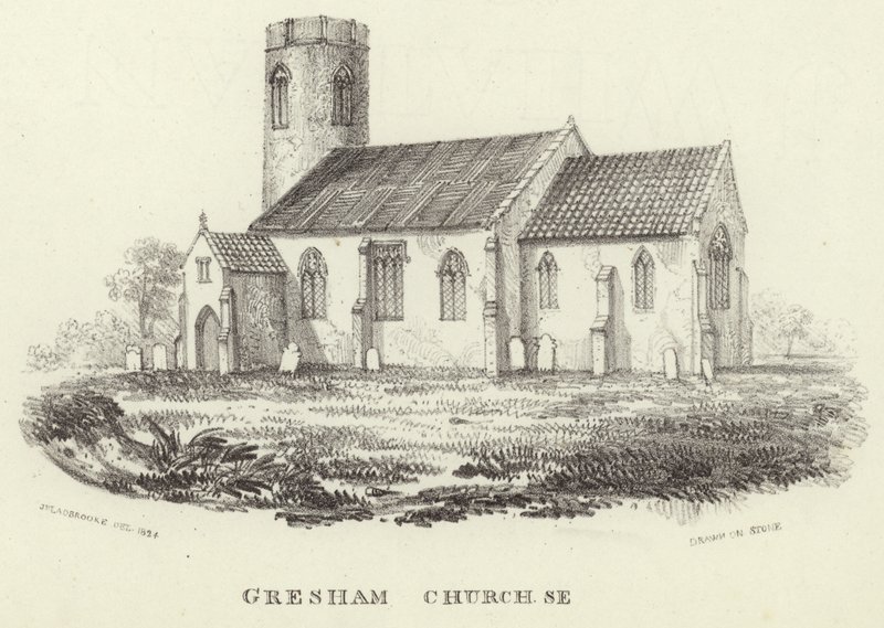Mindenszentek temploma Gresham faluban alkotó: John Berney Ladbrooke