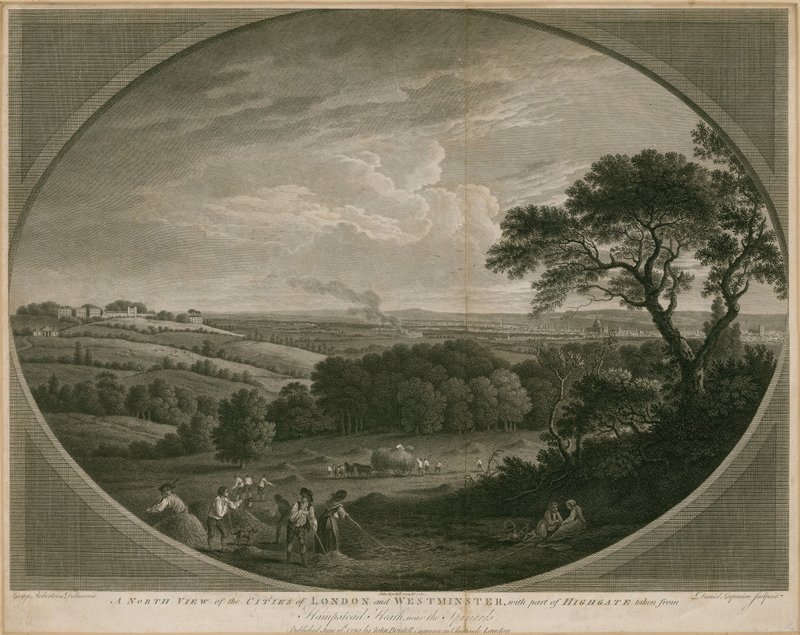 London és Westminster városok északi látképe Highgate egy részével alkotó: John Boydell