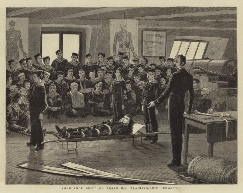 Mentőgyakorlat a HM Training-Ship Exmouth fedélzetén alkotó: John Charles Dollman