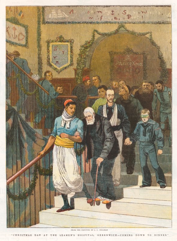 Karácsony napja a greenwichi tengerészkórházban alkotó: John Charles Dollman