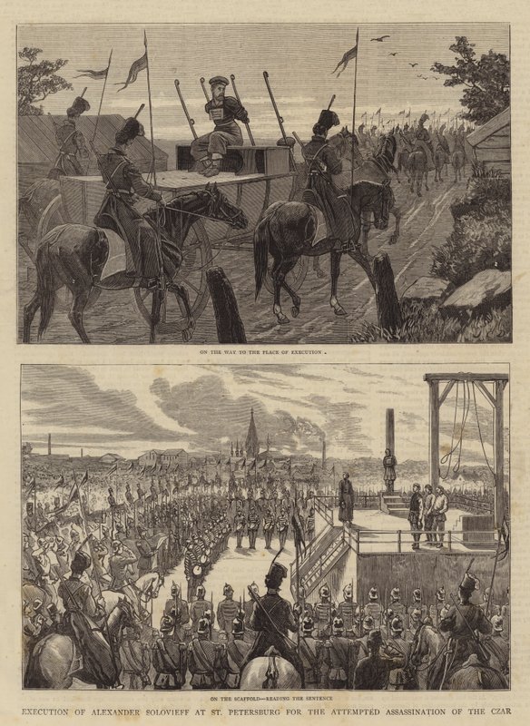 Alekszandr Szolovjev kivégzése Szentpéterváron a cár elleni merényletkísérlet miatt alkotó: John Charles Dollman