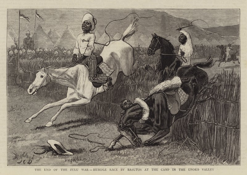 A zulu háború vége, Basutos gátfutás az Upoko-völgyi táborban alkotó: John Charles Dollman