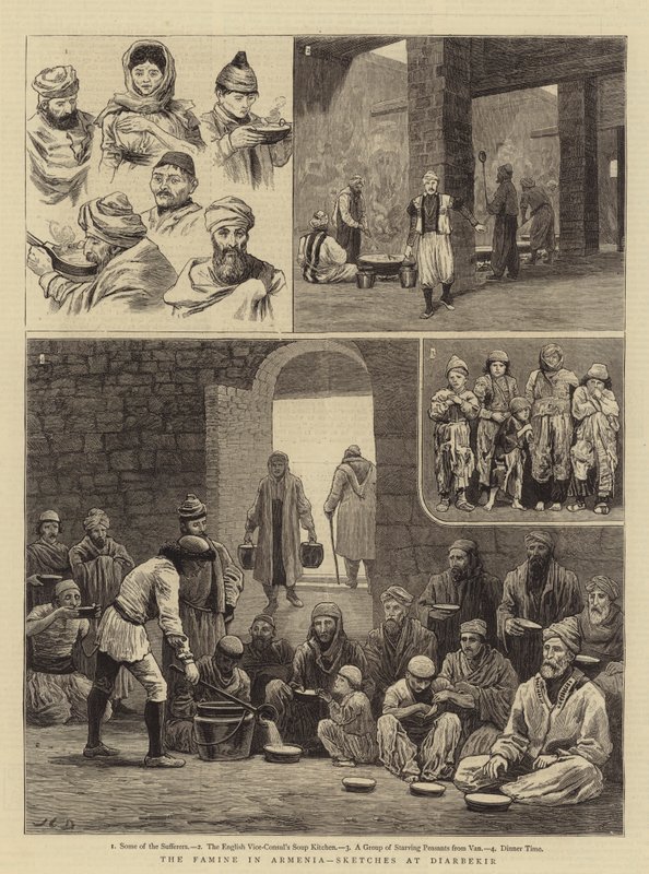 Éhínség Örményországban, Vázlatok Diarbekirben alkotó: John Charles Dollman
