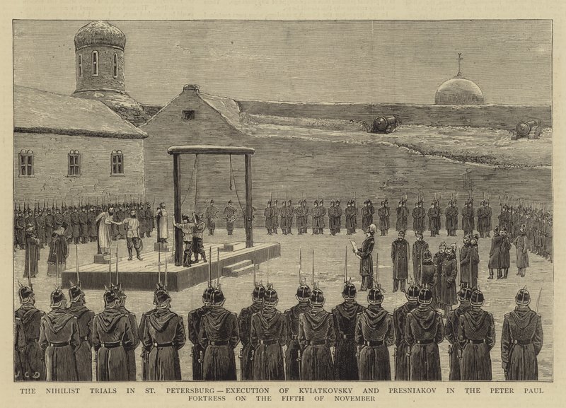 A nihilista perek Szentpéterváron, Kvjatkovszkij és Presznyakov kivégzése a Péter Pál erődben 1880. november 5-én alkotó: John Charles Dollman