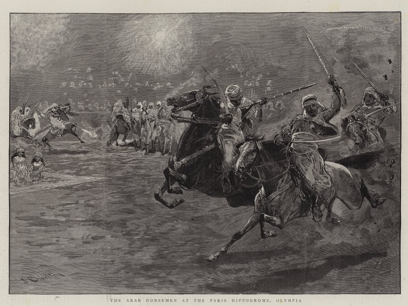 Az arab lovasok a párizsi Hippodromban, Olympia alkotó: John Charlton