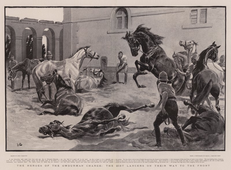 Az Omdurman Charge hősei, a 21. Lancers a front felé alkotó: John Charlton