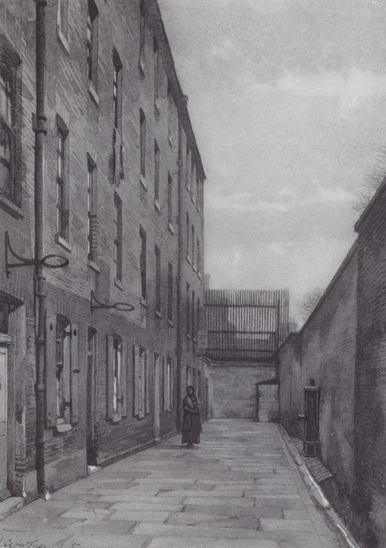 Elveszett London: Marshalsea Place, az adósok börtönének egy része (lithó) alkotó: John Crowther