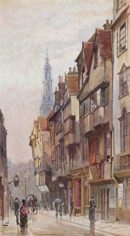 Elveszett London: Wych Street, a New Inn Gateway-től keletre (színes litográfia) alkotó: John Crowther