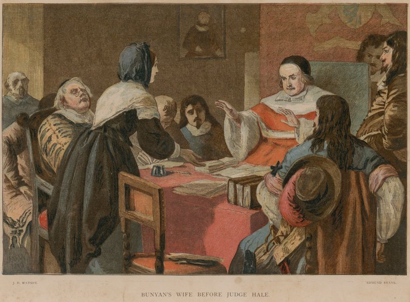 Bunyan felesége Hale bíró előtt alkotó: John Dawson Watson